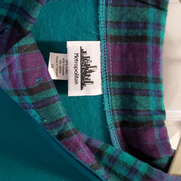 Sweatshirt with double buttoned plaid collar - Picture 2 of 2